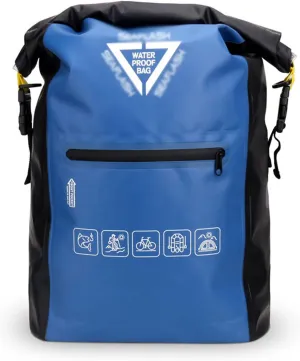 Compact Floating Backpack with Exterior Zippered Pocket, Portable Roll Top Dry Compression Sack, Waterproof, Keep Gear Dry Clean, for Kayaking, Swimming