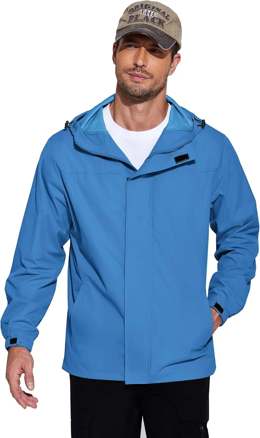 COOFANDY Men's Rain Jacket Waterproof With Hood Lightweight Packable Shell Raincoat Windbreaker For Cycling Golf Travel