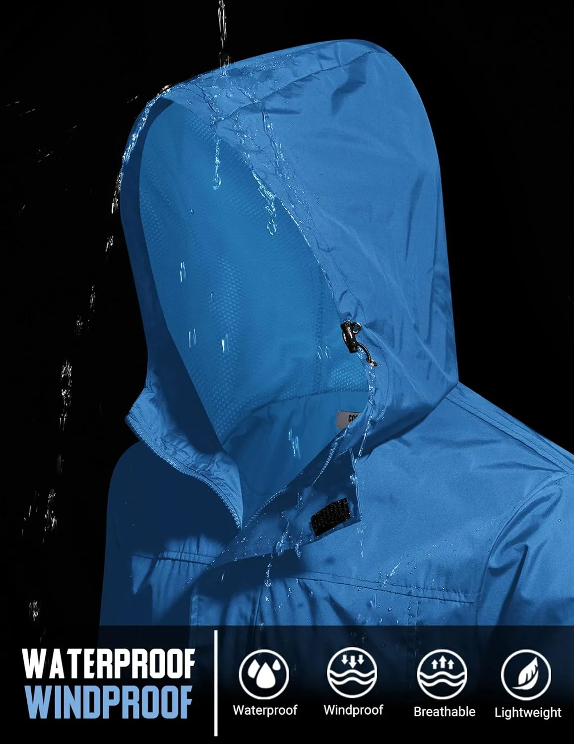 COOFANDY Men's Rain Jacket Waterproof With Hood Lightweight Packable Shell Raincoat Windbreaker For Cycling Golf Travel