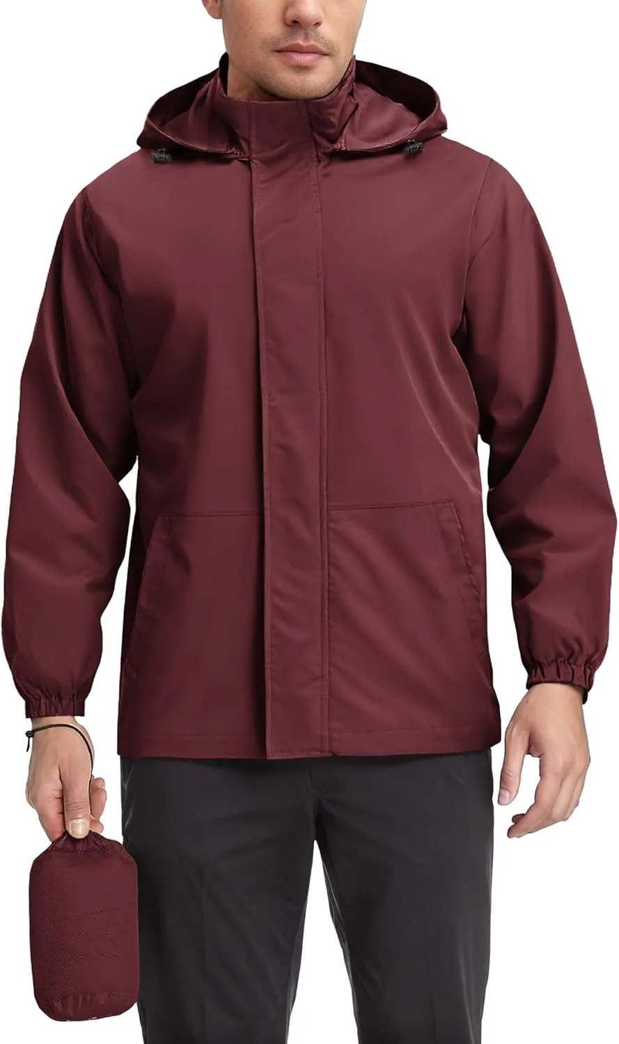 COOFANDY Rain Jacket Men Waterproof Lightweight Packable Raincoat Hooded Windbreaker For Hiking Golf Running