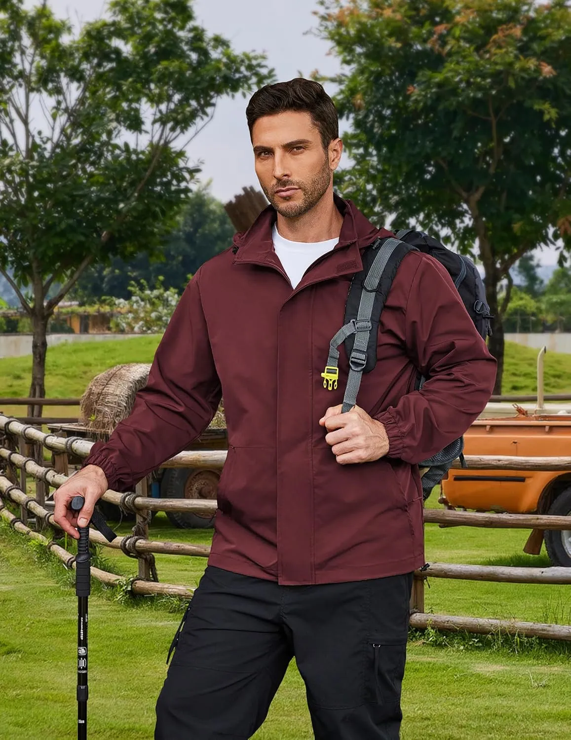 COOFANDY Rain Jacket Men Waterproof Lightweight Packable Raincoat Hooded Windbreaker For Hiking Golf Running