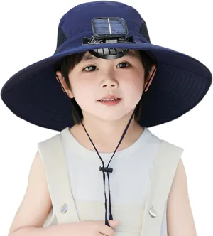 Cooling Fan Hat for Kids 3-12Years Quick Drying Solar Powered Fan Caps Sun Protective Hat Children Solar Fan Fishing Hat
