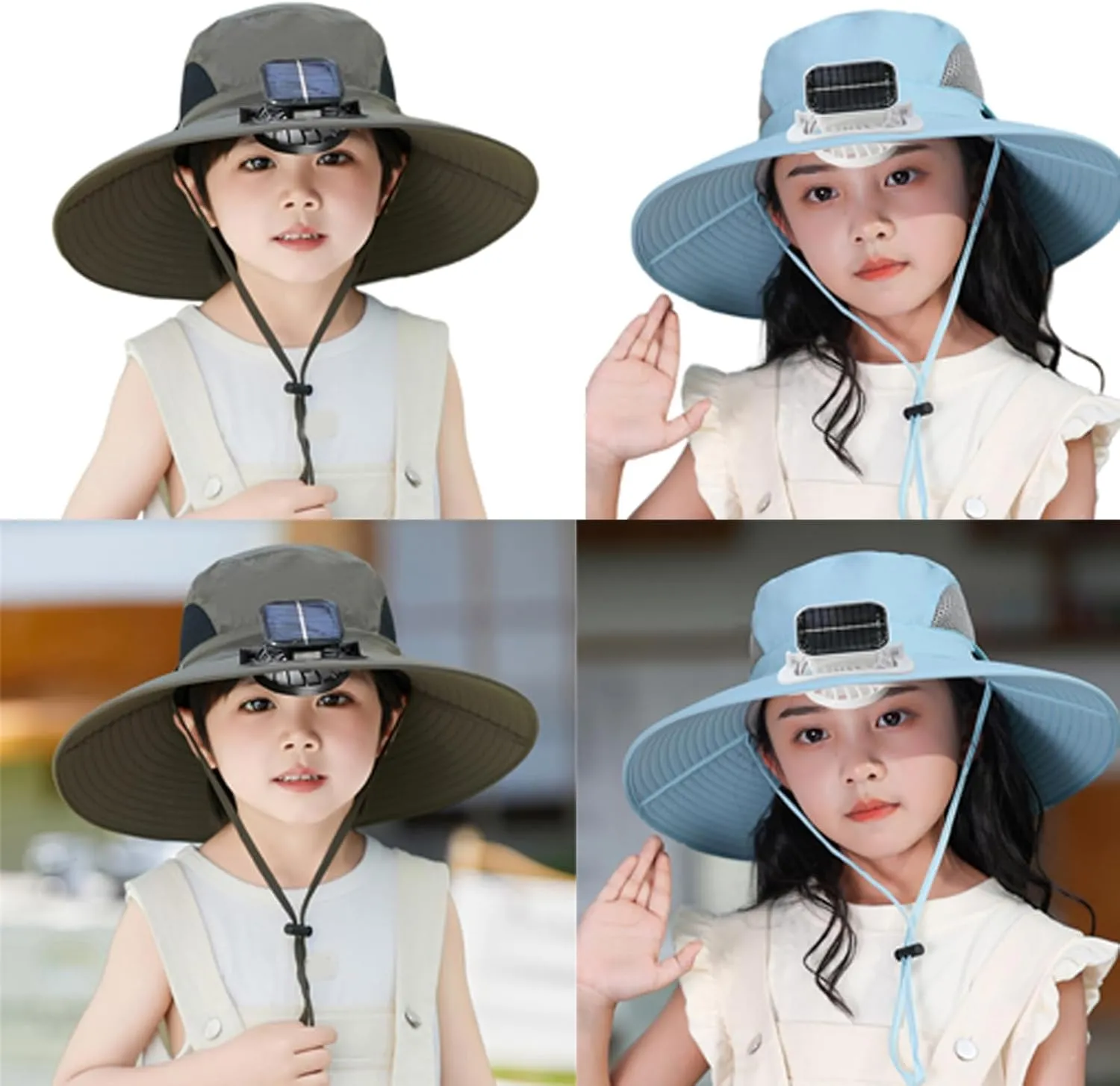 Cooling Fan Hat for Kids 3-12Years Quick Drying Solar Powered Fan Caps Sun Protective Hat Children Solar Fan Fishing Hat
