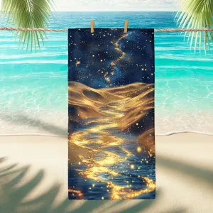 Cosmic Dream Microfiber Beach Towel Night Sky Stars Sand Free Quick Dry Absorbent Lightweight Bath Blanket, Vacation Pool Picnic Essentials 70x35 Inch
