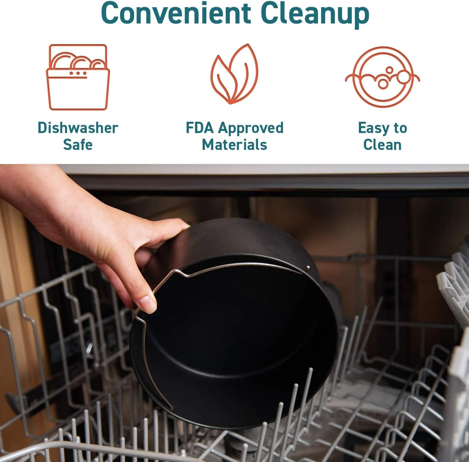 COSORI Air Fryer Accessories, Set of 6 Perfect for Most 5.0 Qt and Larger Ovens, Cake & Pizza Pan, Metal Holder, Rack & Skewers, etc, BPA Free, Nonstick, Dishwasher Safe, 5.8 QT, Black