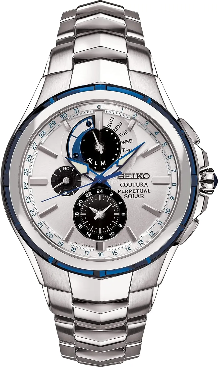 Coutura Men's Solar Perpetual Calendar Alarm Chronograph Watch