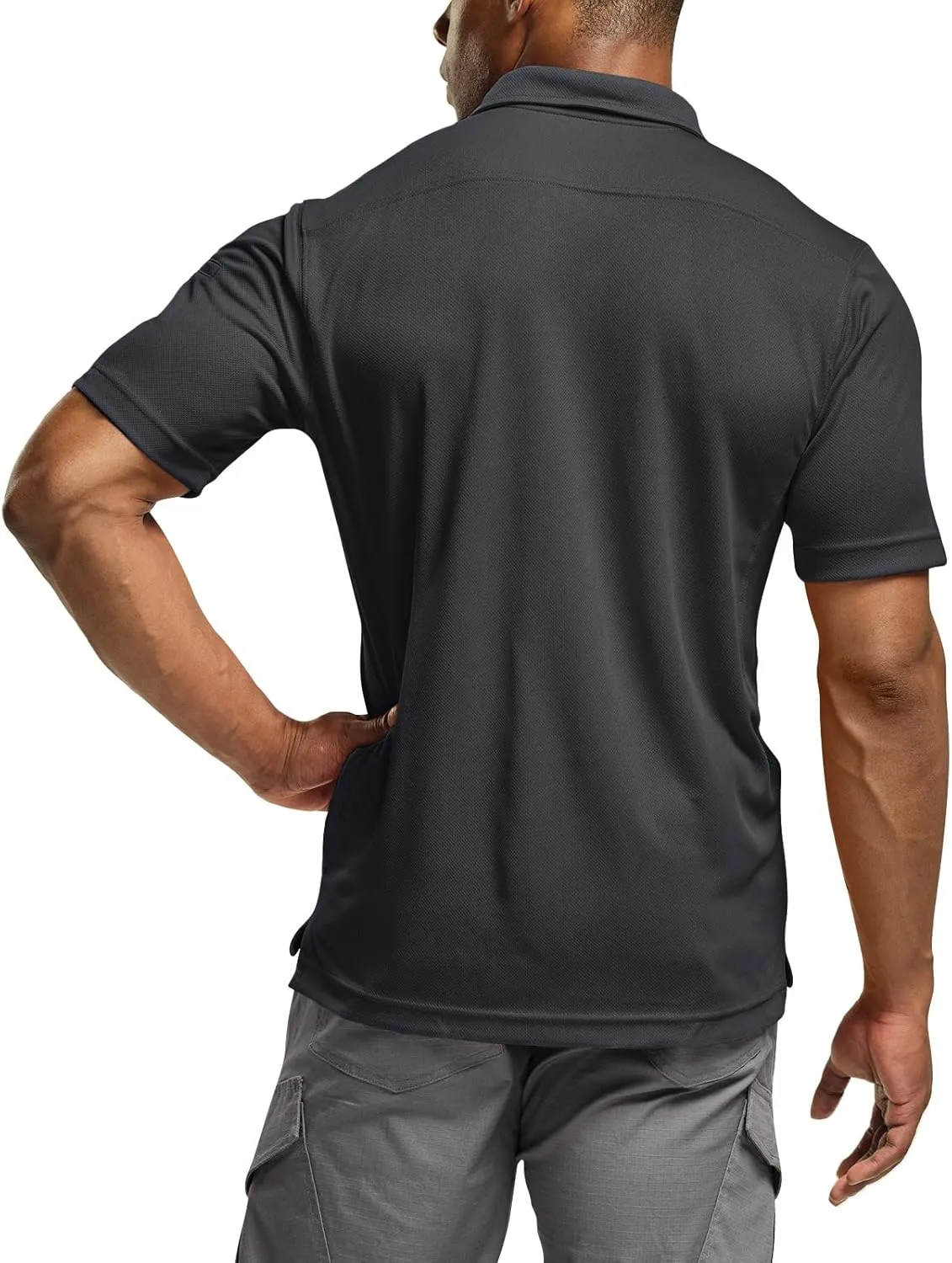 CQR Men's Polo Shirts, Tactical Short Sleeve Golf Performance Shirts, Lightweight Dry Fit UPF 50  Pique