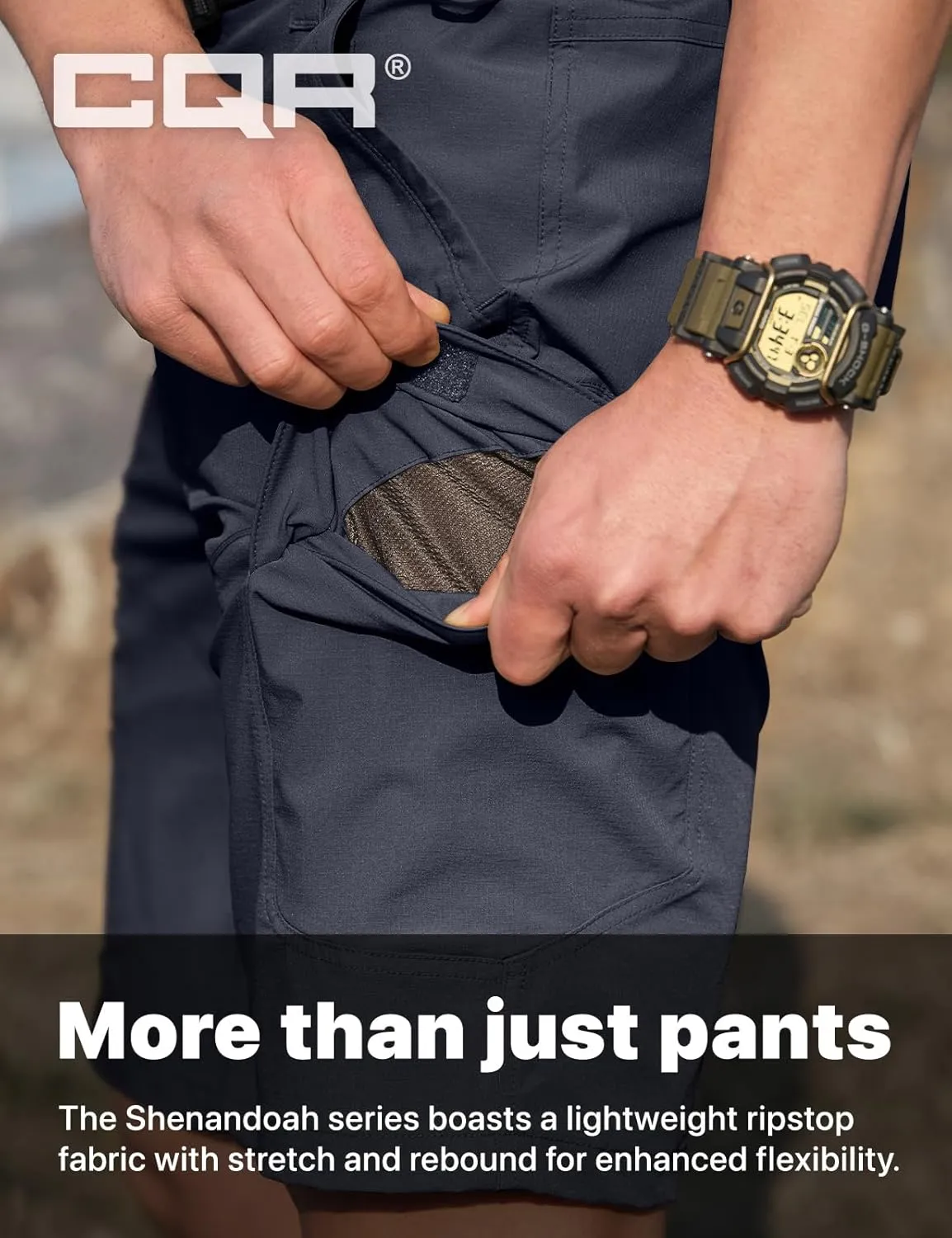 CQR Men's Quick Dry Stretch Hiking Cargo Shorts, Lightweight Water Resistant Tactical Casual, Golf & Outdoor with Pockets