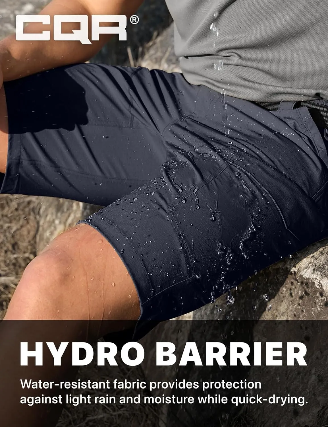 CQR Men's Quick Dry Stretch Hiking Cargo Shorts, Lightweight Water Resistant Tactical Casual, Golf & Outdoor with Pockets