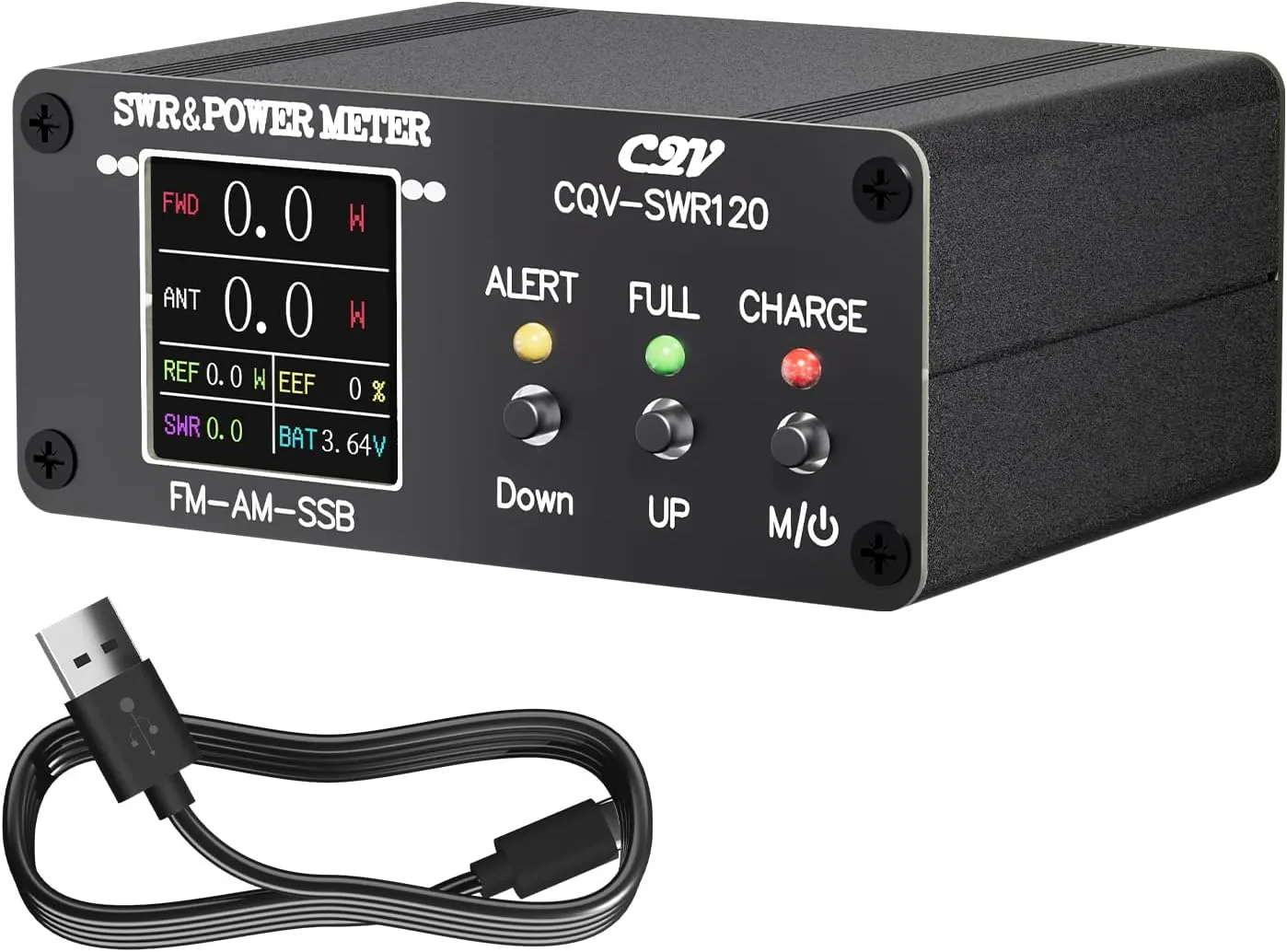CQV-SWR120 120W Digital Power SWR Meter,240 * 240 Full Color HD Display,1.8MHz-54MHz Standing Wave Meter,High Standing Wave Alarm Function,Power SWR Trimming Function,SWR Power Testing