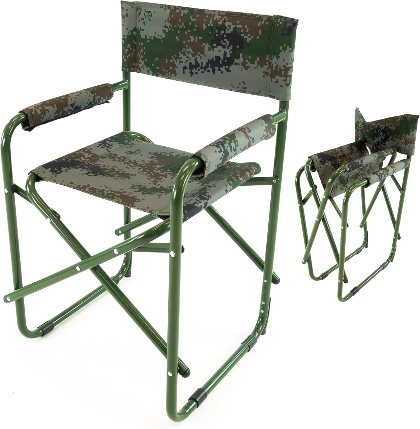 Creative Outdoor Heavy Duty Camping Chair Supports 180lbs, Lightweight Outdoor Camping Chair, Portable Directors Chair with Side Table for Camping, Lawn, Picnic and Fishing (Chair, Green)