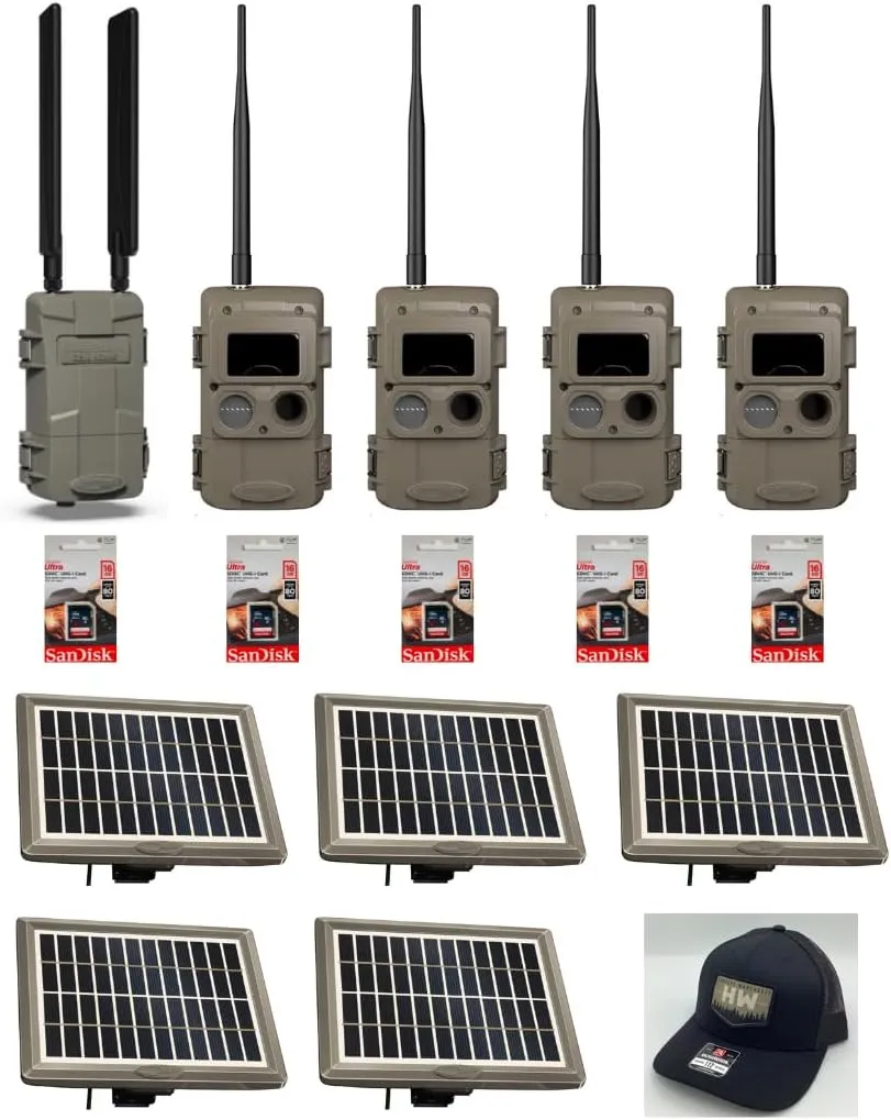 Cuddeback 1 Model L Series Home Cellular Verizon or AT&T 4 Long Range IR Cameras L Series 5 Solar Power Banks Models PW-3600 5 16GB SD Cards 1 Hat New