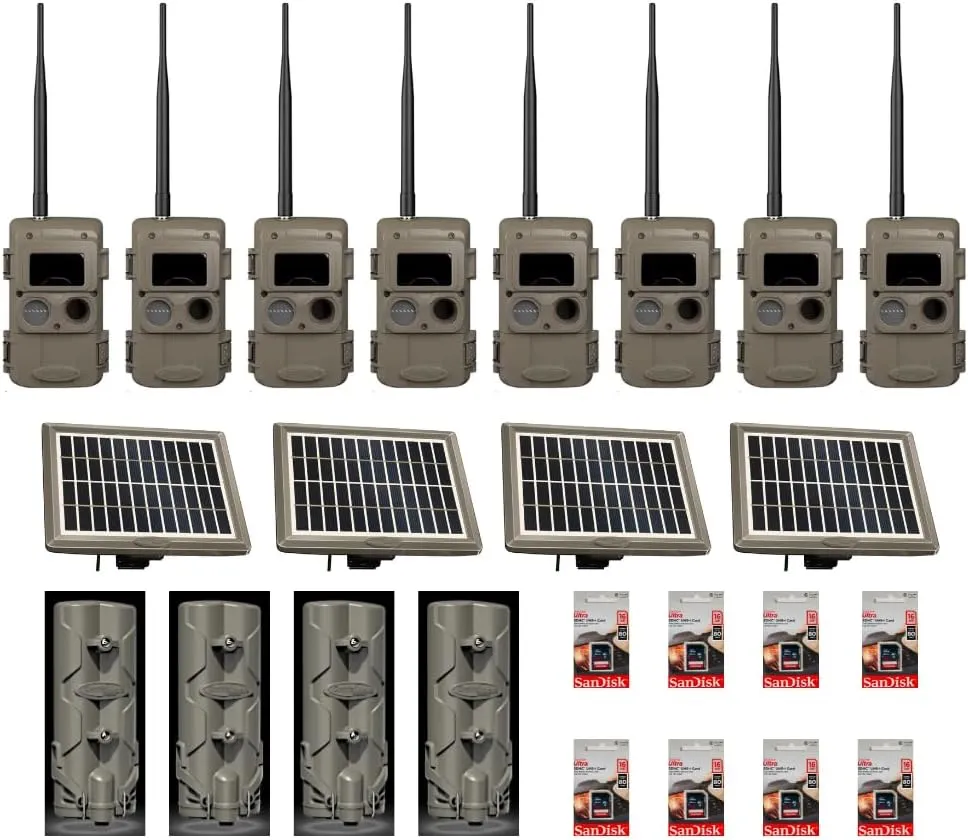 Cuddeback 8 Long Range IR Cameras L Series 4 Solar Power Banks Models PW-3600 4 Battery Power Banks Models P21-001 8 16GB SD Cards New