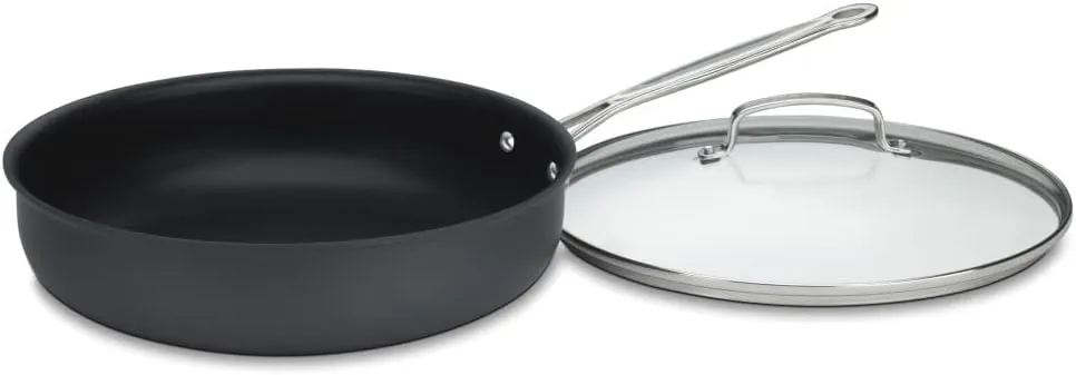 Cuisinart 11-Piece Nonstick Cookware Set, Black, 55-11BK & 12-Inch Deep Fry Pan w/Cover, Chef's Classic Nonstick Hard Anodized Collection, 622-30DFP1