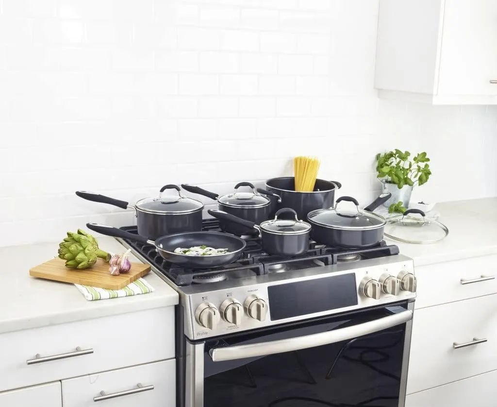 Cuisinart 11-Piece Nonstick Cookware Set, Black, 55-11BK & 12-Inch Deep Fry Pan w/Cover, Chef's Classic Nonstick Hard Anodized Collection, 622-30DFP1