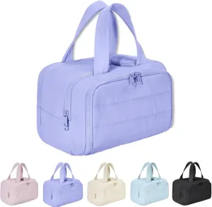 Cureaway Travel Cosmetic Bag, Curetoaway Large Capacity Wide-Open Travel Cosmetic Bag, Lightweight Waterproof, Dry-And-Wet Separation (Purple)