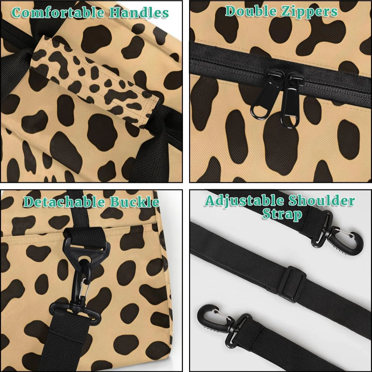 Custom Leopard Print Sports Gym Bag Personalized Wildlife Animal Skin Name Travel Duffel Bag Customized Weekender Overnight Bags for Women Men