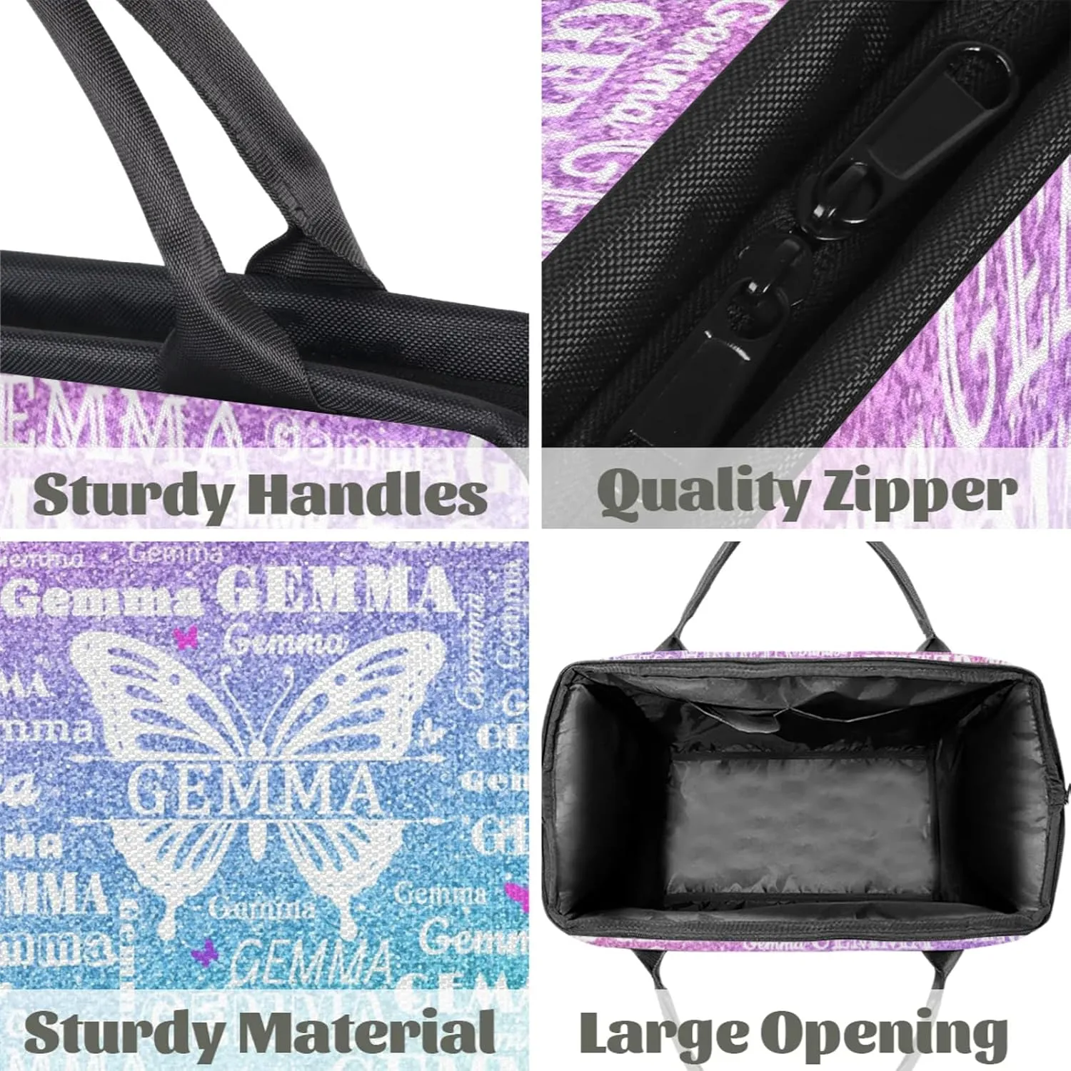 Custom Sport Duffel Bag with Name Butterfly Travel Overnight Bag for Women Men Waterproof Dance Ballet Bag Lightweight 15.2in, Gradient Blue