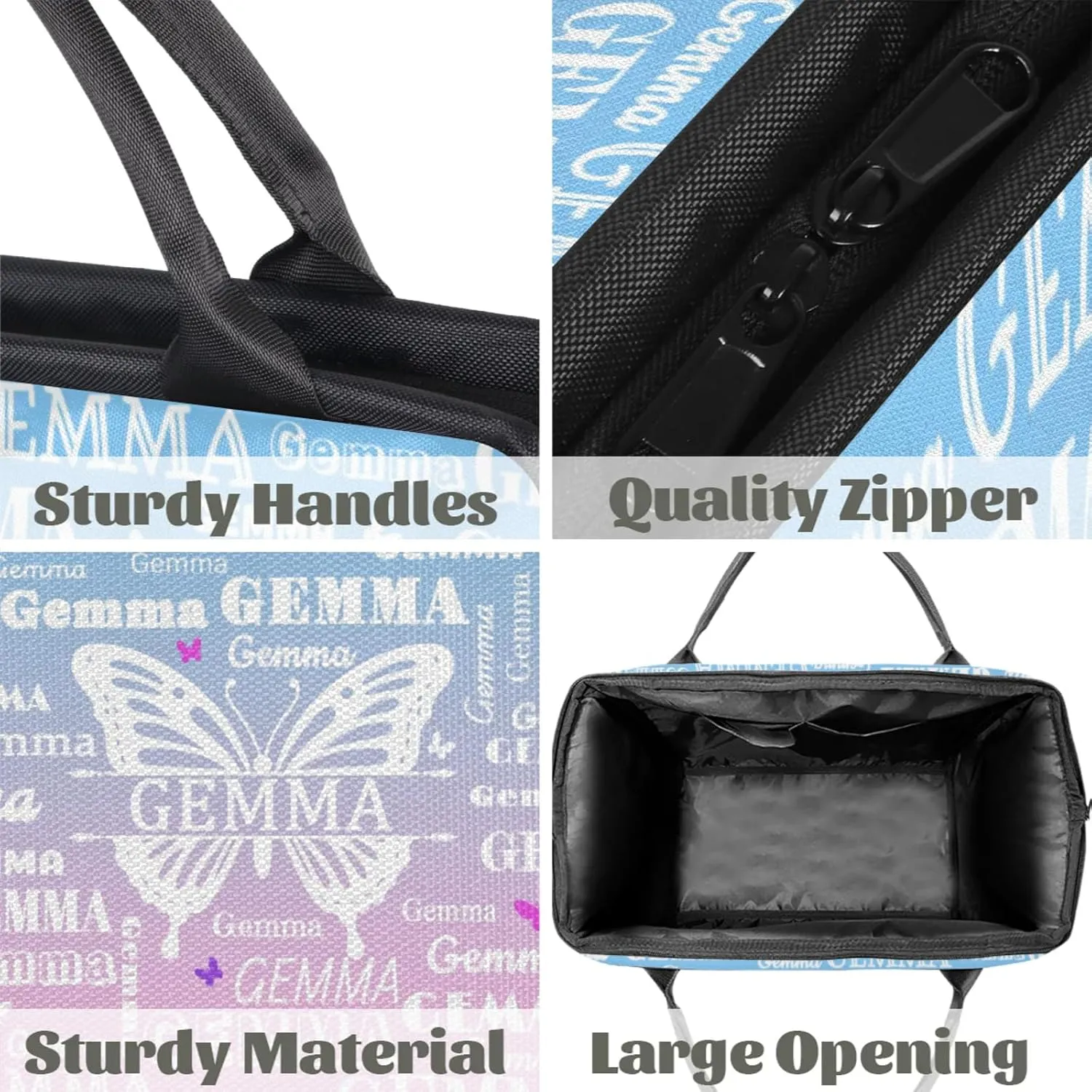 Custom Sport Duffel Bag with Name Butterfly Travel Overnight Bag for Women Men Waterproof Dance Ballet Bag Lightweight 15.2in, Sky Blue Pink