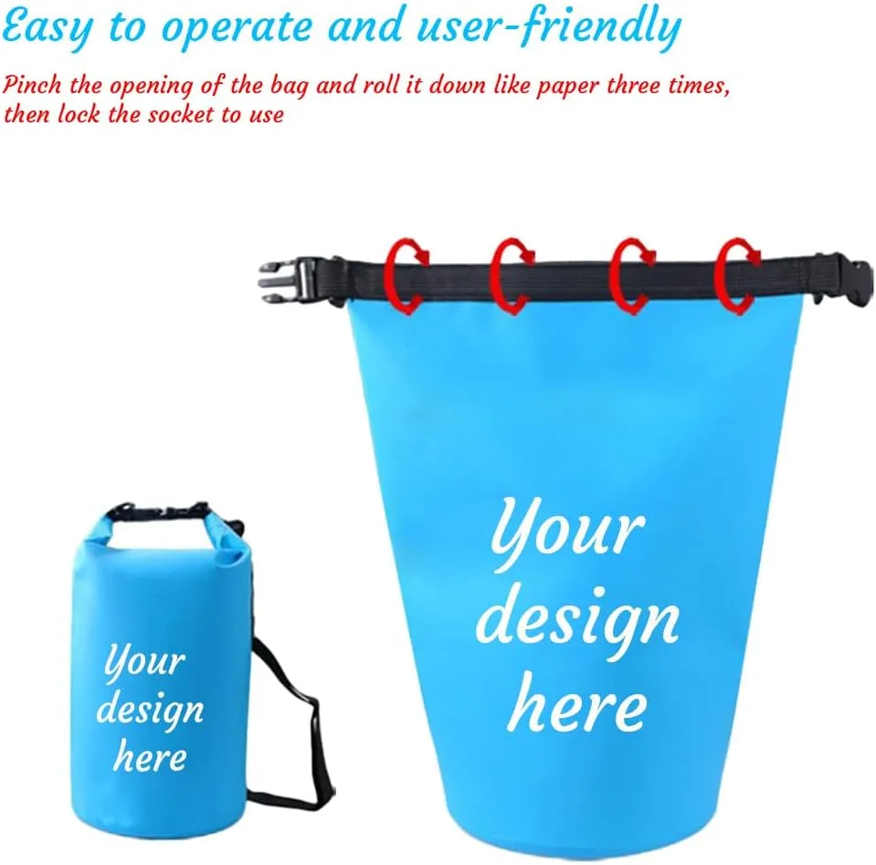 Custom Waterproof Dry Bags - Personalized 5L/10L/20L/30L Floating Lightweight Bags for Kayaking/Fishing/Camping, Customizable with Club Logo (Multiple Colors) (Dark blue)