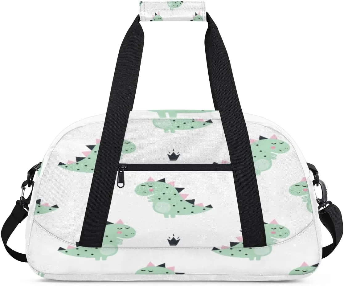 Cute Dinosaurs Gym Duffel Bag for Men Women Dinosaurs Sports Tote Bag with Adjustable Shoulder Strap for Dance Gymnastics Traveling Outdoor Camping Overnight Stay