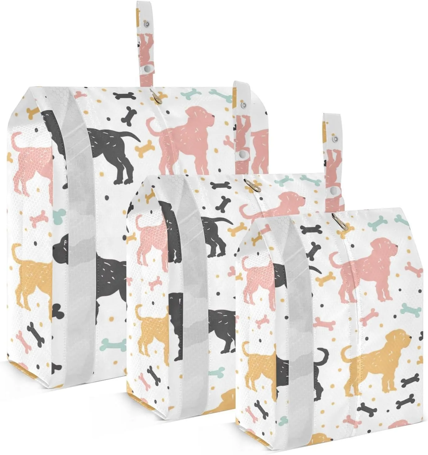 Cute Dog Design Travel Storage Bag with Lanyard - Portable Lightweight Classified Storage Bag with Zipper, Dust and Waterproof Travel Packing Cube for Suitcase,3 Pieces