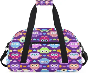 Cute Owls Gym Duffel Bag for Men Women Funny Owls Sports Tote Bag with Adjustable Shoulder Strap for Dance Gymnastics Traveling Outdoor Camping Overnight Stay