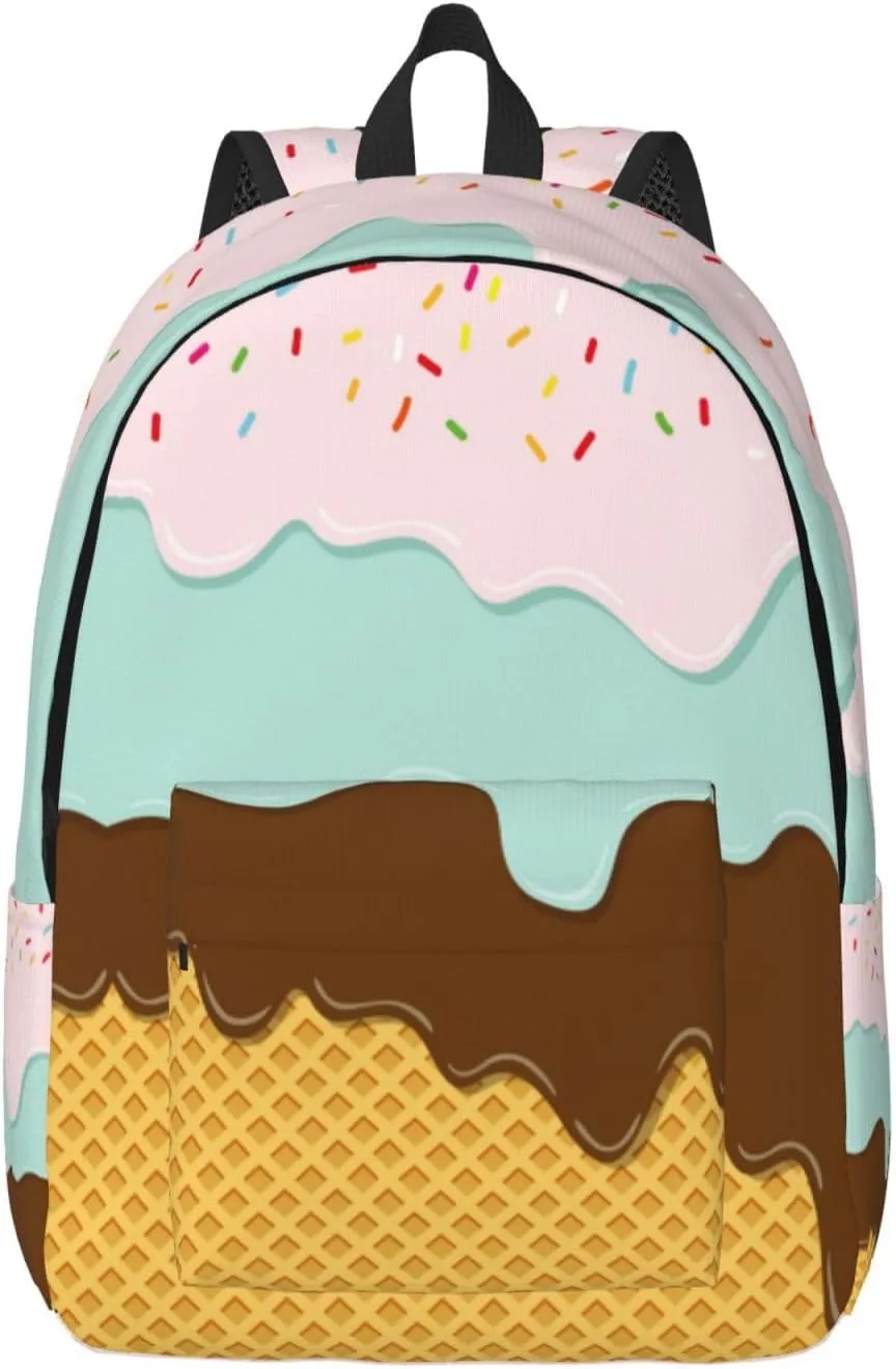 Cute Sweet Waffle Kawaii Girl Backpack for Girls Boys Women Lightweight Canvas Bookbag Casual Daypack for Travel Outdoor Camping, 15 Inch