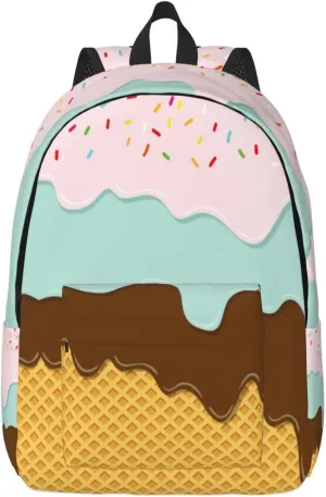 Cute Sweet Waffle Kawaii Girl Backpack for Girls Boys Women Lightweight Canvas Bookbag Casual Daypack for Travel Outdoor Camping, 15 Inch