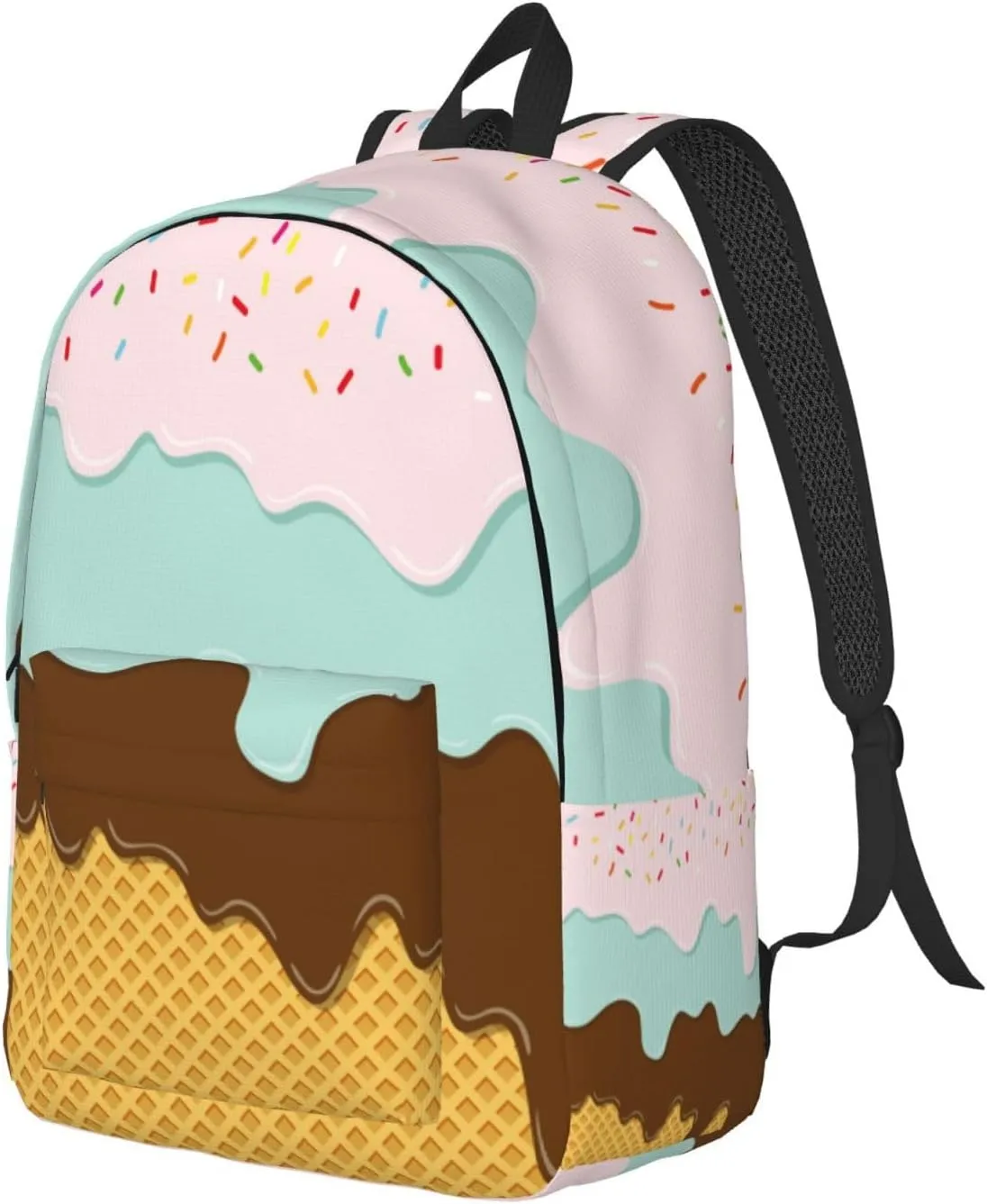 Cute Sweet Waffle Kawaii Girl Backpack for Girls Boys Women Lightweight Canvas Bookbag Casual Daypack for Travel Outdoor Camping, 15 Inch