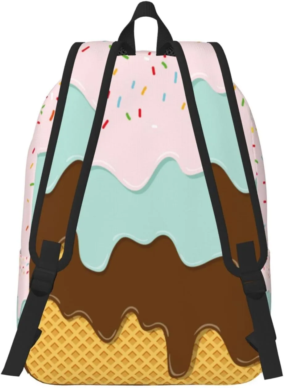 Cute Sweet Waffle Kawaii Girl Backpack for Girls Boys Women Lightweight Canvas Bookbag Casual Daypack for Travel Outdoor Camping, 15 Inch