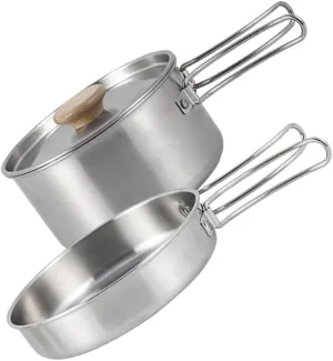 Daily Use Camping Pot Stove Cooking Pan Folding Handle Outdoor Pan Set