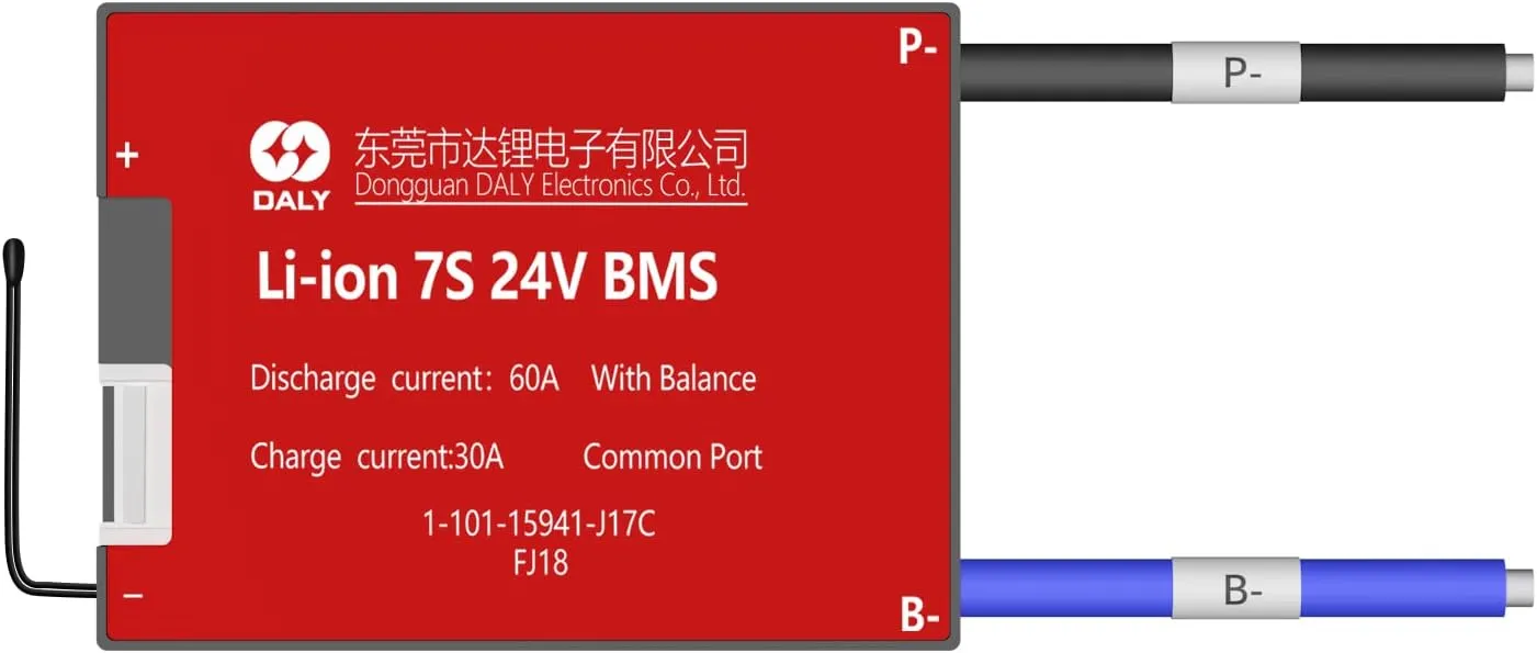 DALY 24V BMS li-ion 7S 60A with Balance Wire and Temperature Sensor for Rated 3.7V Lithium Battery Power Bank Short Circuit Protection（Standard BMS,60A）