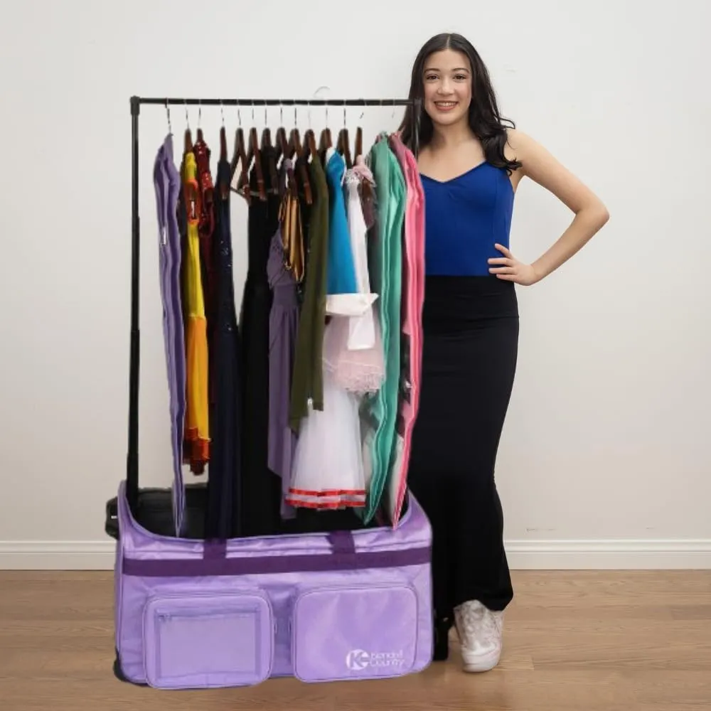 Dance Bag with Garment Rack – Collapsible Costume Rolling Duffel Bag with Wheels for Competition, Shows, Performances, Travel and More by Kendall Country – Large, 28 inch luggage
