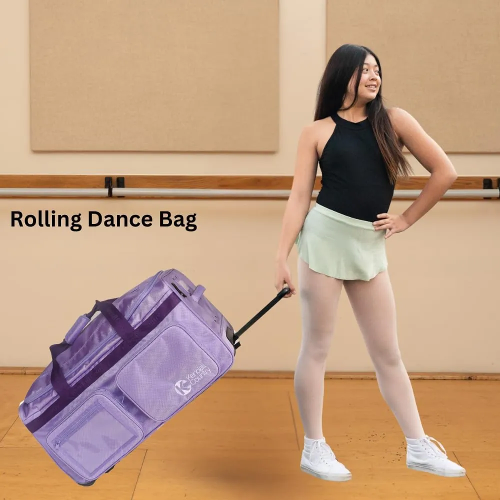 Dance Bag with Garment Rack – Collapsible Costume Rolling Duffel Bag with Wheels for Competition, Shows, Performances, Travel and More by Kendall Country – Large, 28 inch luggage