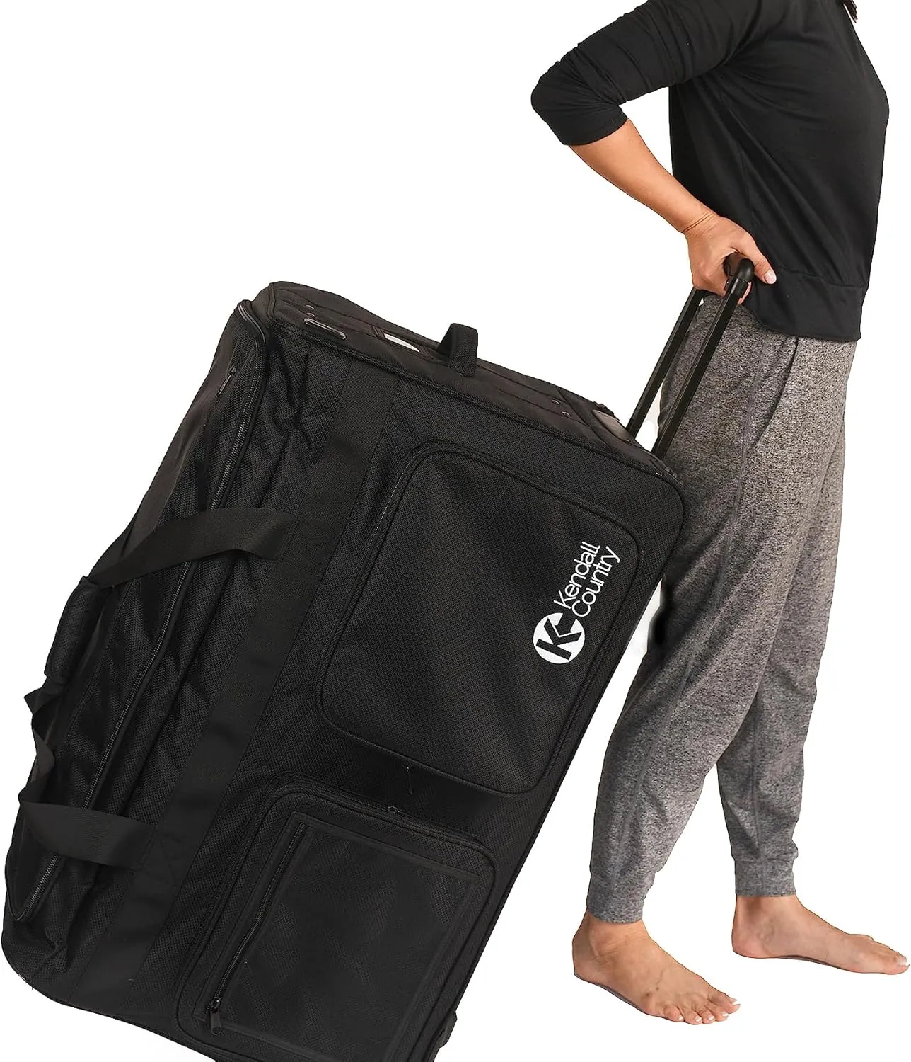 Dance Bag with Garment Rack – Collapsible Costume Rolling Duffel Bag with Wheels for Competition, Shows, Performances, Travel and More Extra Large, 30 inch Luggage, Raven Black