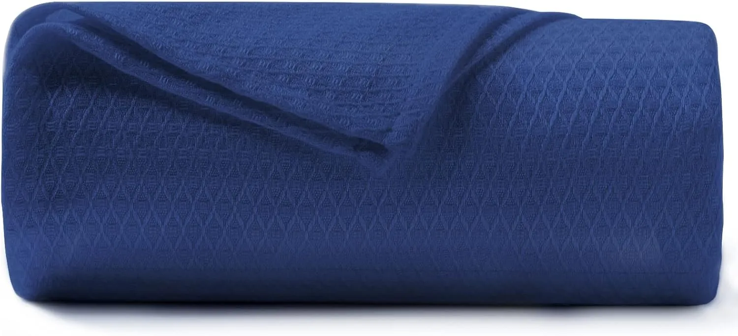 DANGTOP Cooling Blankets, 100% Rayon Derived from Bamboo, Absorbs Body Heat to Keep Cool on Warm Night, Ultra-Cool Lightweight Blanket(79x91 inches, Navy Blue)