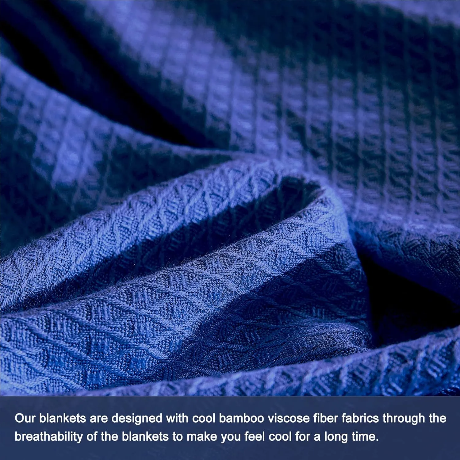 DANGTOP Cooling Blankets, 100% Rayon Derived from Bamboo, Absorbs Body Heat to Keep Cool on Warm Night, Ultra-Cool Lightweight Blanket(90x90 inches, Navy Blue)