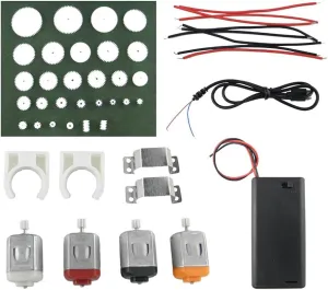 DC Motor Kit 4PCS Motor 1PCS Battery Holder 4PCS Motor Mounting Bracket for Mini Fan Electric Toys and Science Experiment - (Speed(RPM): 6000-20000RPM, Voltage(V): DC 3V)