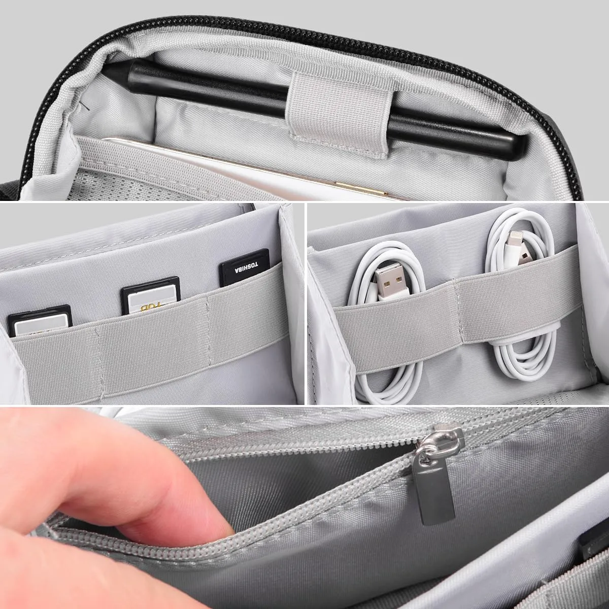 DDgro Small Electronics Organizer Travel Case - Cord, Cable, Charger, Power Bank Organizer & Pouch (Dark Grey-Mini)