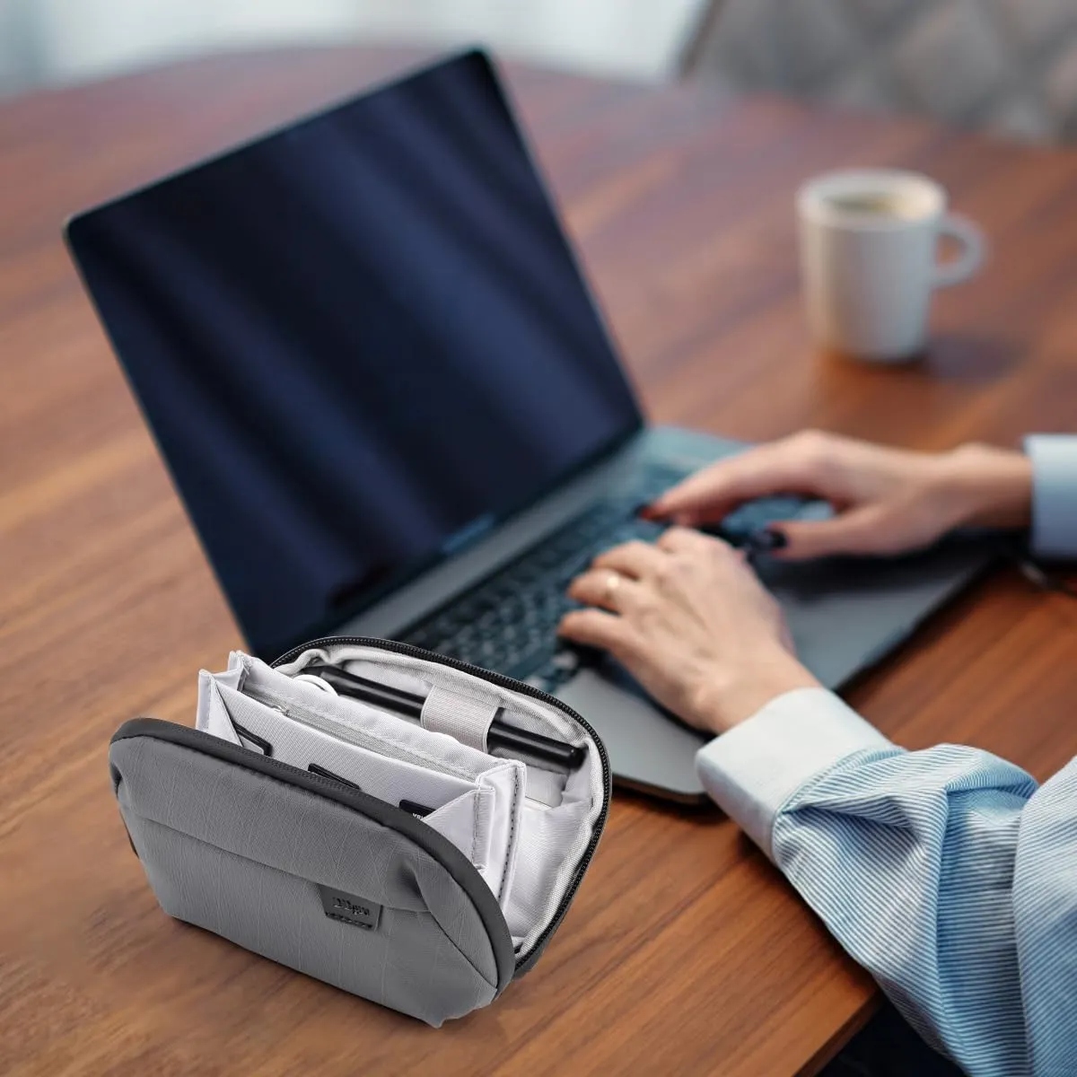 DDgro Small Electronics Organizer Travel Case - Cord, Cable, Charger, Power Bank Organizer & Pouch (Dark Grey-Mini)