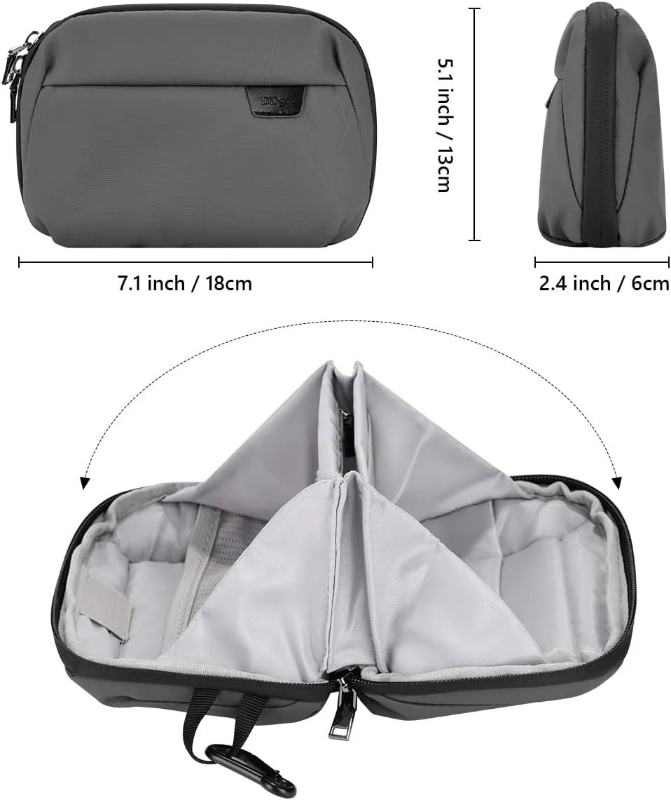 DDgro Small Electronics Organizer Travel Case - Cord, Cable, Charger, Power Bank Organizer & Pouch (Dark Grey-Mini)