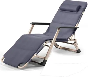 Deck Chair Recliners Folding Recliner Portable Reclining Sun Lounger Portable Outdoor Camping Chair-Grey Pearl Pad-Gray   Cotton Pad