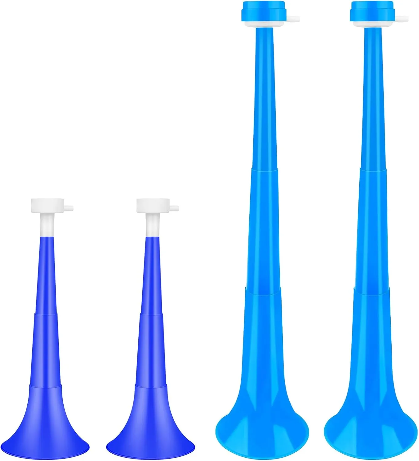 Denylo pro 4 Pcs Collapsible Stadium Horn Set NoiseMaker Vuvuzela Plastic Trumpet Horn Set Blue Soccer Horn Blow Horn Noisemakers for Sporting Events Graduation Games School Sports Party Supplies