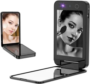 DESCHEN 2500mAh Rechargeable UV Camera UV Mirror for Sunscreen Test, 4 Inch Portable Double-Sided Travel Smart UV Lens Compact Detection Makeup Sunscreen Testing Camera Mirror, Skin Sun Protection