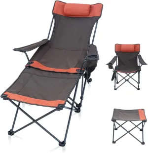 Detachable Outdoor Folding Recliner Leisure Chair with Cup Holder Paint Pole Seat Reinforcement Detachable Pillow with Storage Bag