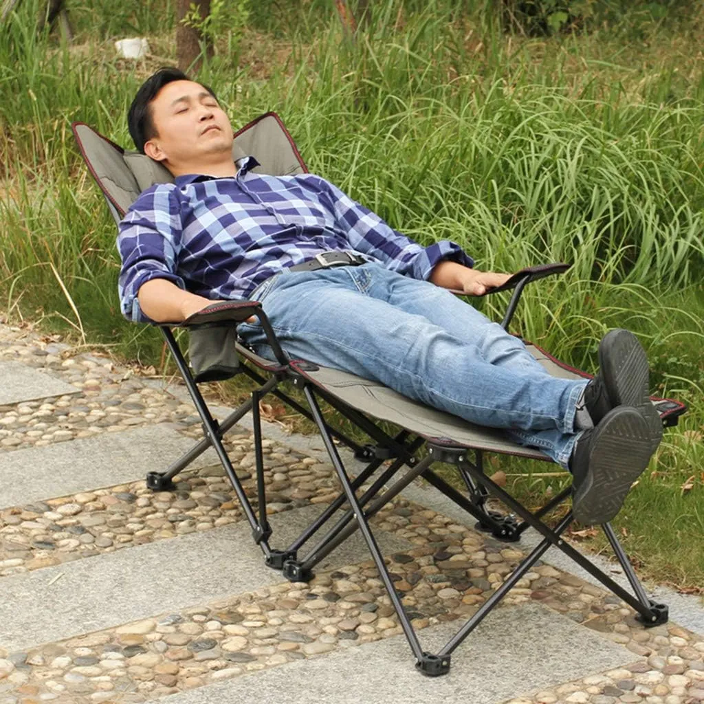 Detachable Outdoor Folding Recliner Leisure Chair with Cup Holder Paint Pole Seat Reinforcement Detachable Pillow with Storage Bag