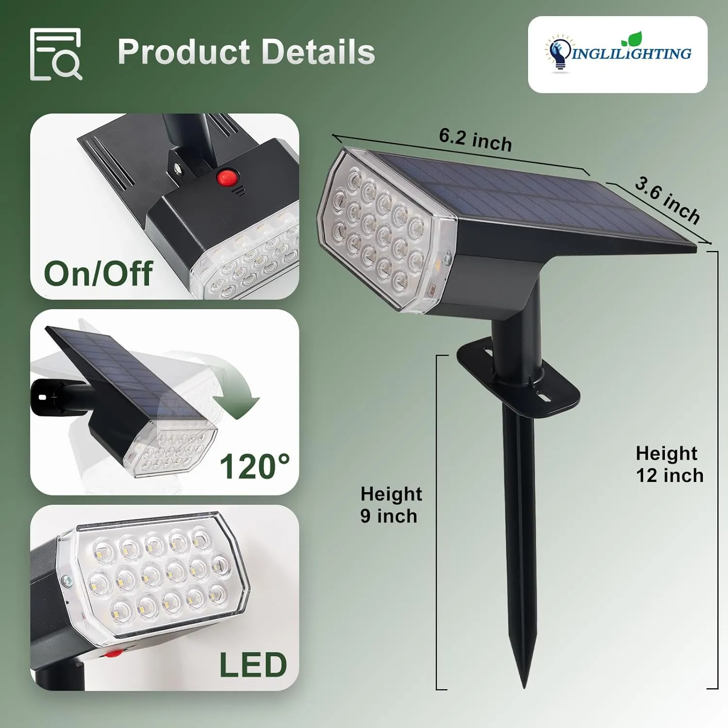 DINGLILIGHTING Waterproof Solar Lights Outdoor: IP65 Led Spot Light Decorations for Garden - 3 Lighting Modes Solar Powered for Yard - Dust to Dawn Uplighting Landscape Pathway Drive Patios 4PC Warm