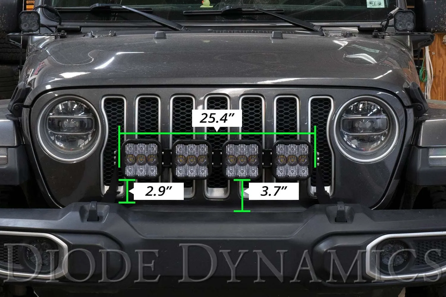 Diode Dynamics SS5 Grille CrossLink Lightbar Kit compatible Jeep Gladiator 2020-2024, White Combo Sport