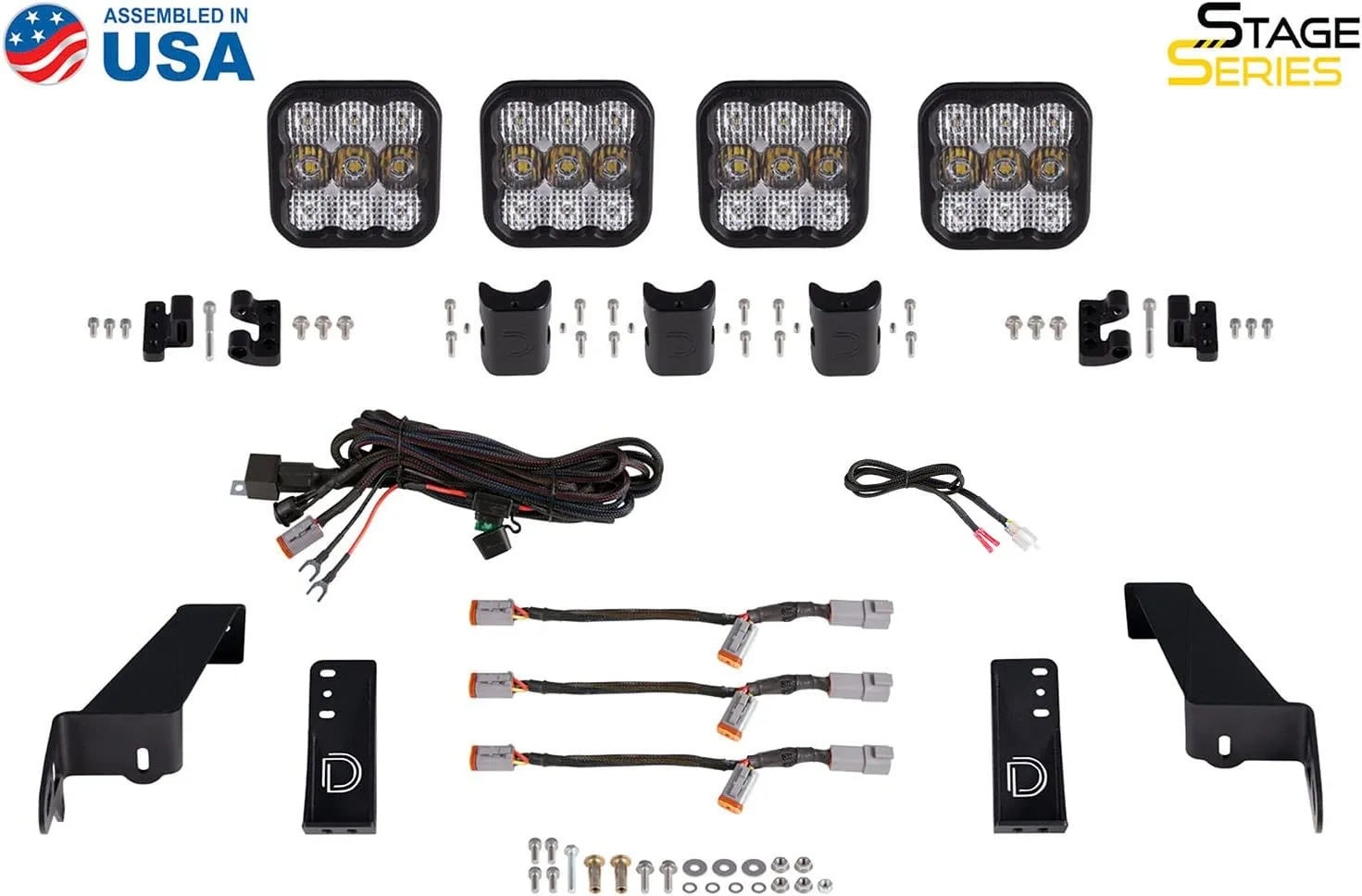 Diode Dynamics SS5 Grille CrossLink Lightbar Kit compatible Jeep Gladiator 2020-2024, White Combo Sport